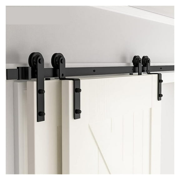 I-Shaped Bypass Sliding Barn Door Hardware Kit, Bearing 100kg Two Door Track Hanger System ,Easy to Install