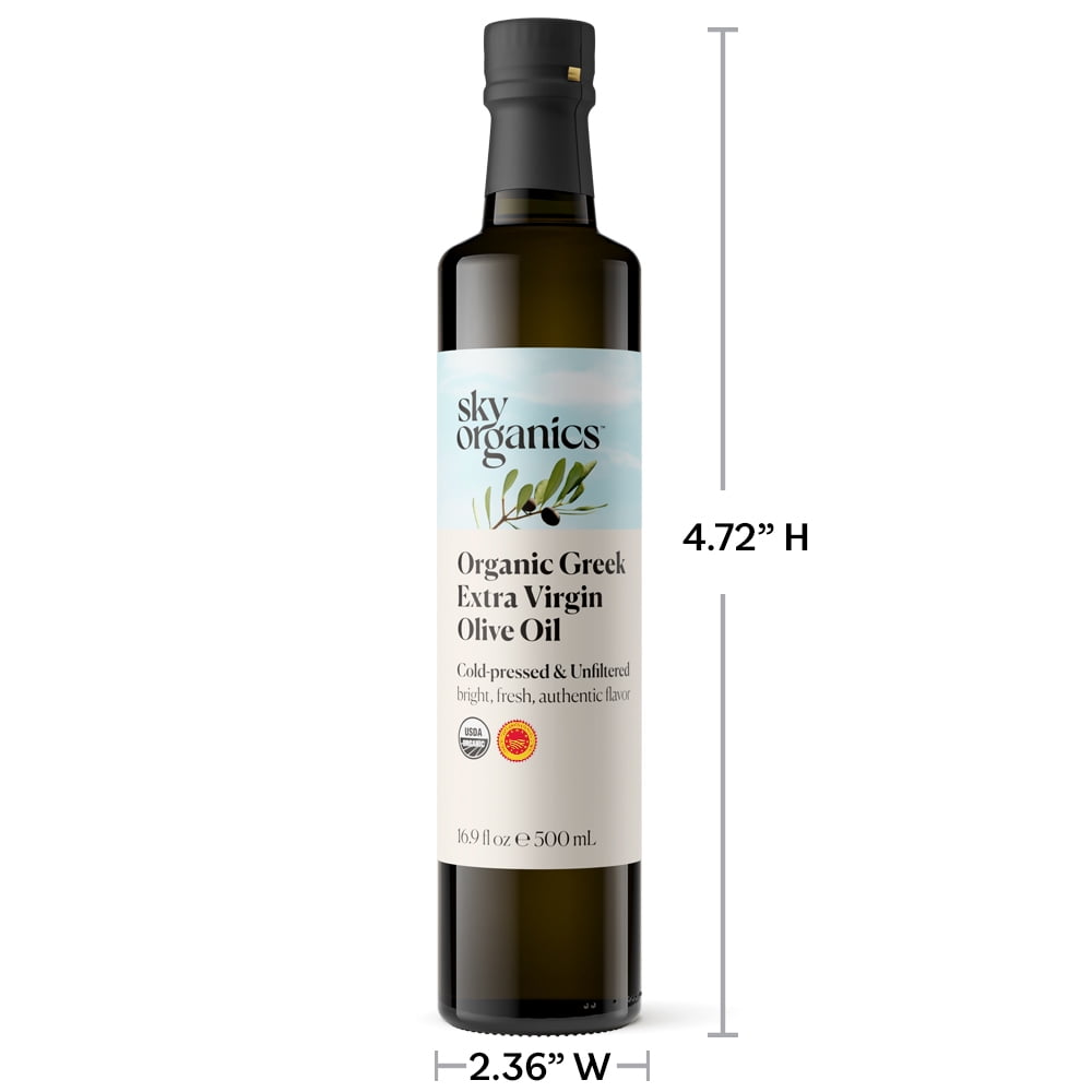 (3 pack) Sky Organics Organic Greek Extra Virgin Olive Oil for Cooking, 16.9 fl oz