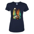 thumbnail image 2 of Trippy California Redwoods Forest Fox Silhouette | Womens Fashion Graphic T-Shirt, Navy, Small, 2 of 4