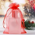 thumbnail image 5 of 100pcs Organza Bags, 4 x 4.72 inches Red Christmas Wedding Favors Christmas Gift Drawstring Bags Jewelry Pouches, 5 of 14
