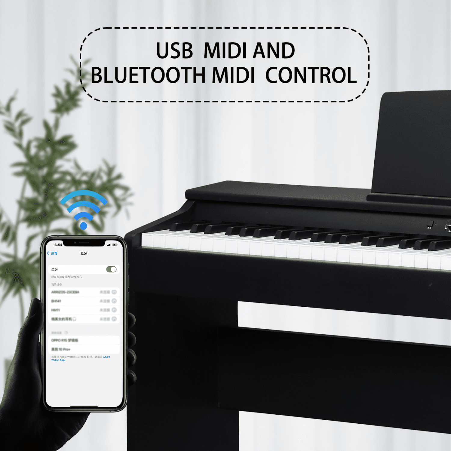 Hassch 88 Key Full Weighted Digital Piano, Electric Keyboard Piano with Furniture Stand, Triple Pedals, Power Adapter and Headphone for Beginner, Black