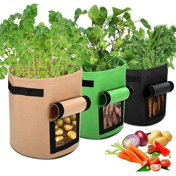 Potato Grow Bags, 3 Pack 7 Gallon Potato Growing Bags Vegetable Plant