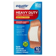 Equate Antibacterial Heavy Duty Fabric Bandages, x-Large, 10 Count