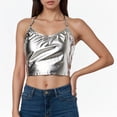 thumbnail image 2 of Bmisegm Tank Tops For Women Elegant Neck Tie Strap Sleek Sleeveless Camisole Regular Fit Waist Length For Casual Wear Summer Tops For Women White_001 L, 2 of 5