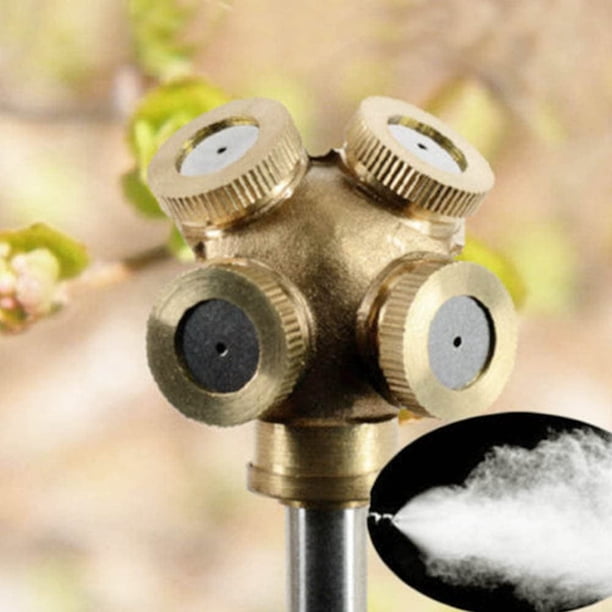 Paquete de 2 boquillas de pulverización de latón de 4 orificios, boquilla de nebulización, rociadores de jardín, Conector de manguera de agua para jardinería y agricultura LingWen 8390611035334