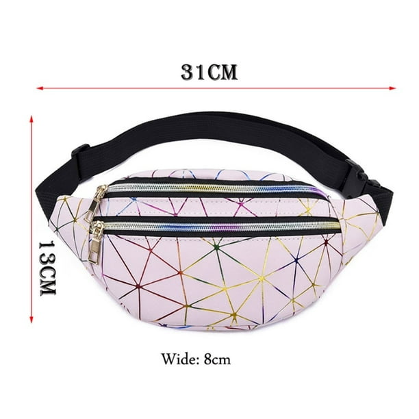 Geometric Pattern Chain Decor Waist Bag Geometric Print Fanny Pack