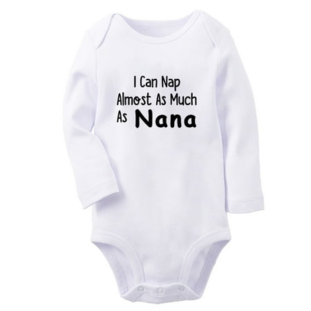 

I Can Nap Almost as Much as Nana Funny Rompers Newborn Baby Unisex Bodysuits Infant Jumpsuits Toddler 0-12 Months Kids Long Sleeves Oufits (White 6-12 Months)