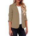 thumbnail image 3 of HNMKIU Solid Long Sleeve Button Knit Cardigan Jacket Casual Formal Womens Open Front Cover Up Khaki - XXL, 3 of 8