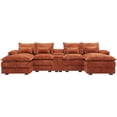 thumbnail image 3 of FFH 125" Modular Sectional Sofa with Double Chaise Oversized U Shaped Cloud Couch for Living Room, 4-Seat, Storage Console, USB Ports, Corduroy Orange, 3 of 5