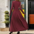 thumbnail image 5 of qolati Cocktail Dresses for Women Deep V Neck Long Sleeve Slit 2024 Fall Maxi Dress Elegant Formal Wedding Guest Evening Date Prom Long Dress Wine S, 5 of 5