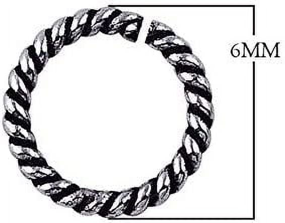 JOSS-102-6MM Sterling Silver Open Jump Ring Twisted Oxidised