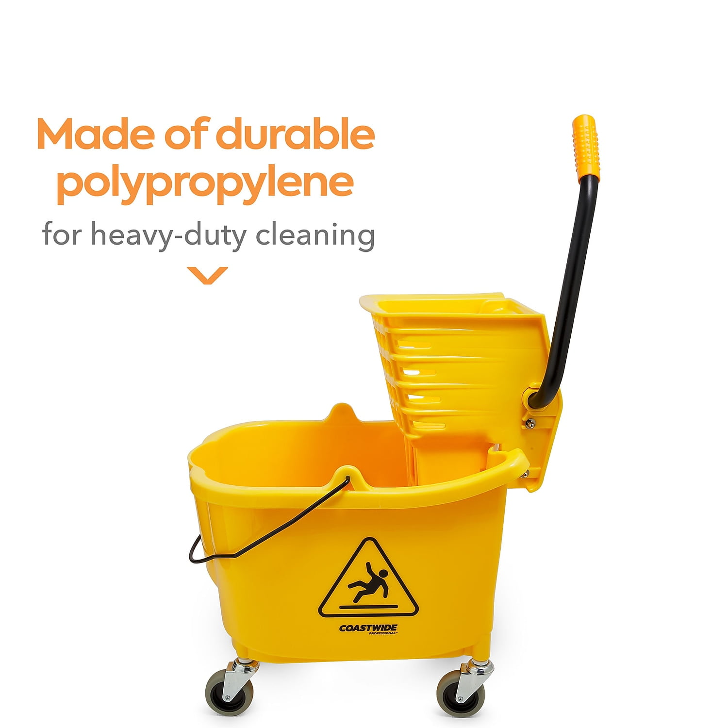 Staples Coastwide Professional Bucket & Side-Press Wringer 35 Qt. Yellow/Black (CW21871)