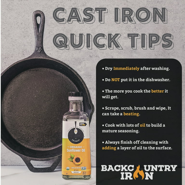 Backcountry Iron 8 Inch Round Medium Pre-Seasoned Cast Iron Skillet