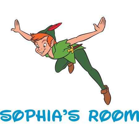 Flying Peter Pan Chartoon Character Customized Wall Decal Custom Vinyl Wall Art Personalized Name Baby Girls Boys Kids Bedroom Wall Decal Room