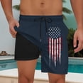 thumbnail image 2 of Mens Swim Trunks Bathing Suit 9 Inch Inseam Compression Liner Long Board Shorts Beach Swimsuit Swimwear Quick Dry American Flag Size S-2XL Navy, 2 of 9