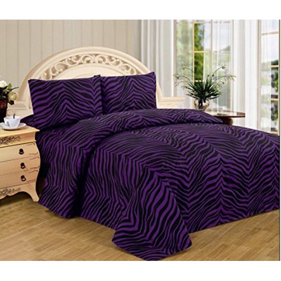 4 Piece Zebra Animal Print Super Soft Executive Collection 1500 Series