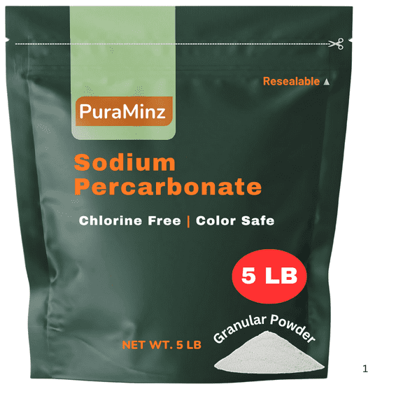 Sodium Percarbonate (5lbs) - Hydrogen Peroxide Release Cleaner, Oxygen Bleach & Multi-Purpose Stain Remover in Durable Resealable Packaging