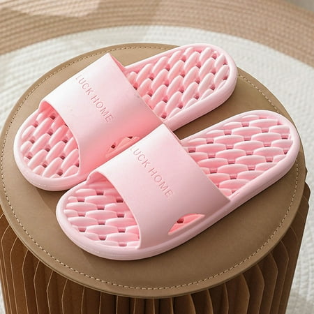 

Cathalem Womens Couple Shoes Solid Color Non Slip Hollow Water Leakage Slippers Summer Home Bathroom Platform Women s Slipper Pink 8