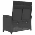 thumbnail image 3 of vidaXL Reclining Garden Bench with Cushions Black Poly Rattan, 3 of 5
