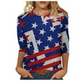 thumbnail image 2 of Fiudx Ofertas Del Día Blusa Holgada con Estampado de Independencia y Cuello Redondo Retro de Manga Tres Cuartos a La Moda para Mujer, 2 of 4