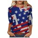 thumbnail image 2 of Fiudx Ofertas de La Semana Blusa Holgada con Estampado de Independencia y Cuello Redondo Retro de Manga Tres Cuartos a La Moda para Mujer, 2 of 4