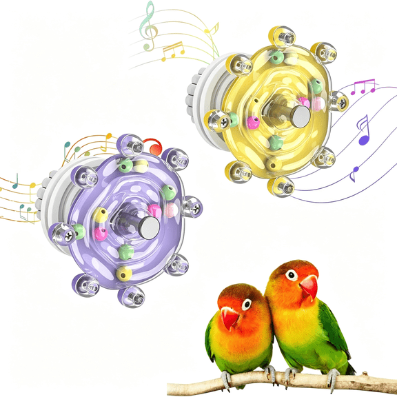CYFW 2 Pcs Bird Toys for Parakeets,Colorful Spinning Wheel Chew Toys,Interactive Spinner Rattle Parrot Toys,Cockatiel Toys,Parakeet Toys,Bird Cage Accessories for Entertainment Chewing Exercise