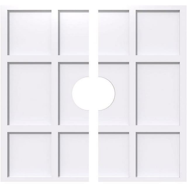 Ekena Millwork CMP26RK2-05000 26 in. OD x 5 in. ID Square Rubik Architectural Grade PVC Contemporary Ceiling Medallion - 2 Piece
