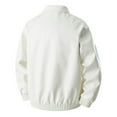 thumbnail image 3 of Mens Motorcycle Bomber Jackets Faux Leather Vintage Racing Collared Coats Windbreaker Long Sleeve Zipper Biker Jacket White, 4XL, 3 of 3