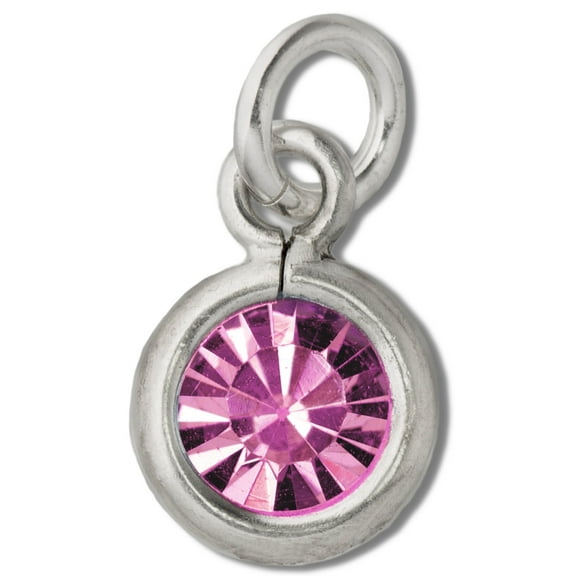 Sterling Silver 16" .8mm Box Chain October Birth Month Rhinestone Pendant Necklace