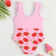 thumbnail image 4 of Cowsor Infant Toddler Girls One Piece Swimsuit Floral Print Flutter Sleeve Cute Soft UV Protection Swimwear for Summer Beach Pool Vacation Activities, 4 of 7