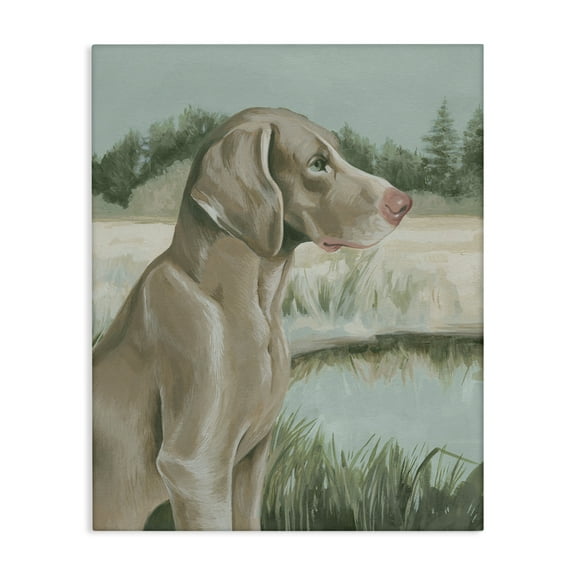 Stupell Industries Labrador Lake Landscape Animals & Insects Painting Gallery Wrapped Canvas Art Print Wall Art, 16 x 20