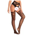 thumbnail image 7 of Bigersell Women Lingerie Stockings Thigh High Stockings Womens Lingerie Lace Tops Mesh Sheer Over Knee Stocking Black One Size, 7 of 7