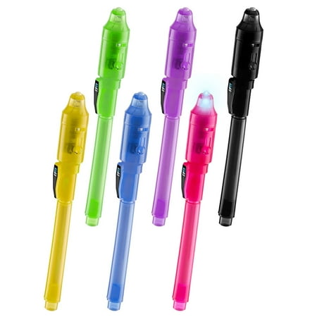 Invisable Ink Pen Marker Secret spy Message Writer with uv Light Fun Activity for Kids Party Favors Ideas Gifts and Stock Stuffers, (6 Pack) by