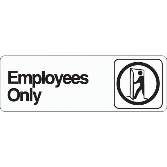 Hy-Ko Products D-2 - "Employees ONLY" Info Graphic Plastic Sign 5 in x 7 in Black/White, 1 Each