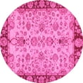 thumbnail image 1 of Ahgly Company Indoor Round Oriental Pink Traditional Area Rugs, 4' Round, 1 of 4