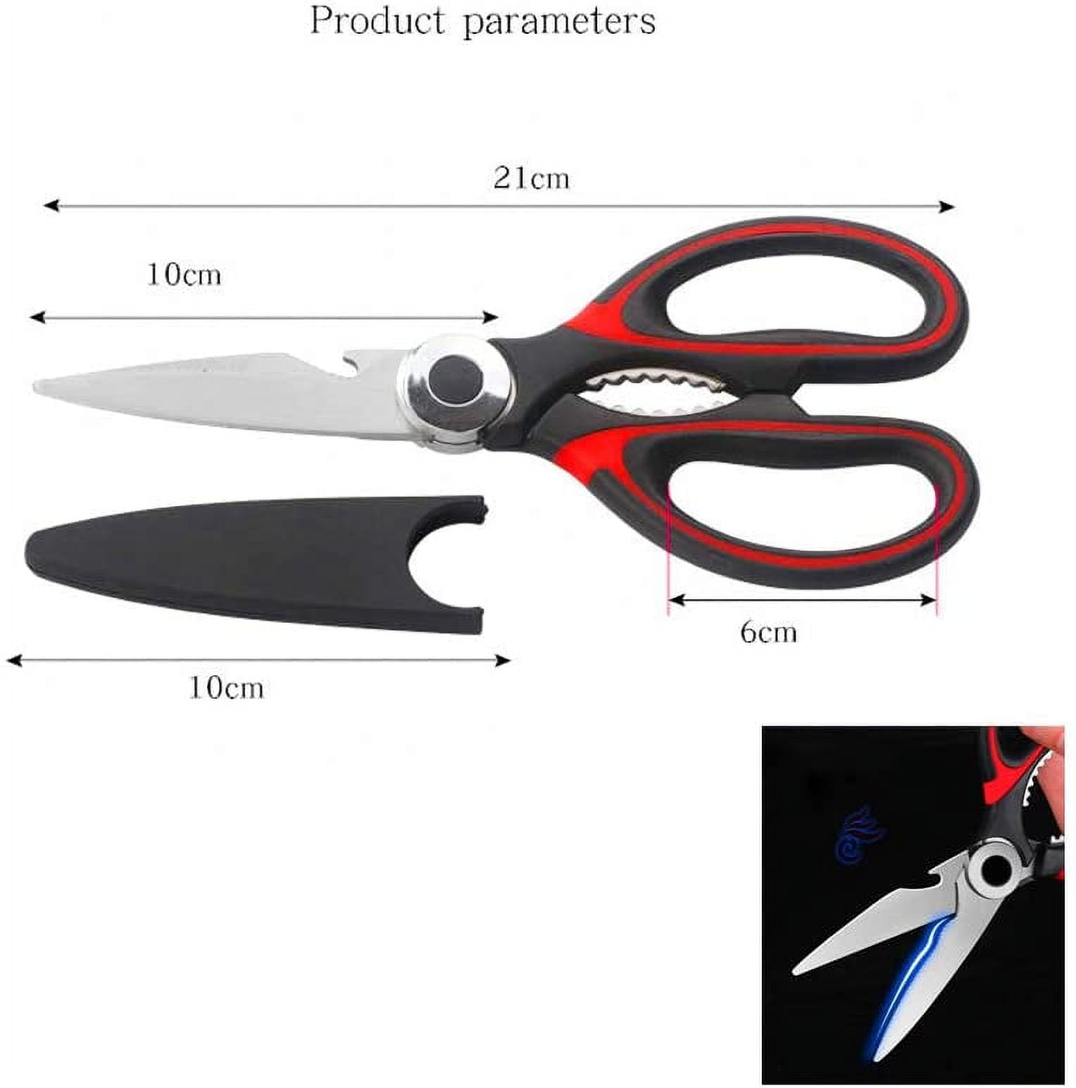  Kitchen Shears, Acelone Premium Heavy Duty Shears Ultra Sharp  Stainless Steel Multi-function Kitchen Scissors for  Chicken/Poultry/Fish/Meat/Vegetables/Herbs/BBQ… (Red black)