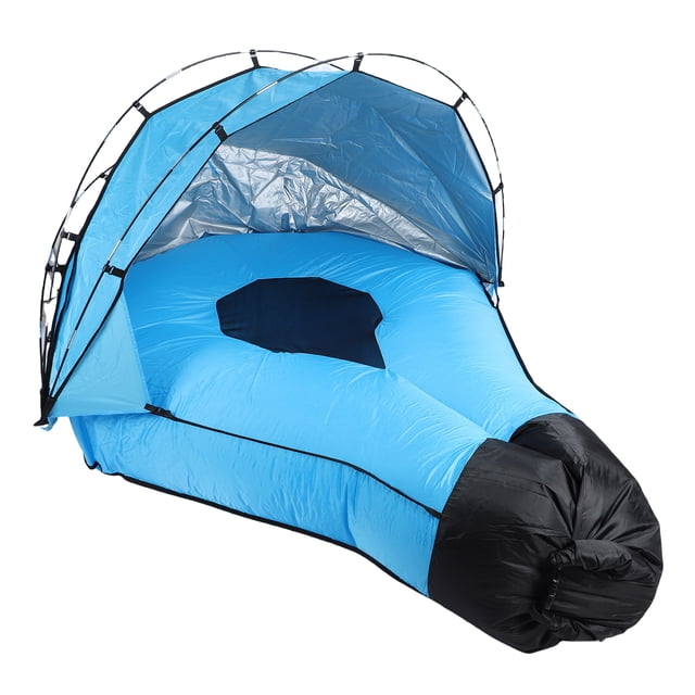 Inflatable Lounger Air Sofa with Sun Shade, Water Proof Inflatable Couch Chair Quick Blow Up for Outdoor