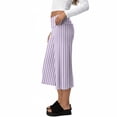 thumbnail image 4 of Women Fold Over Gauchos Capri Casual Low Rise Wide Leg Cropped Pants Summer Striped Yoga Culottes Going Out Yoga Capri Light Purple 2XL, 4 of 7