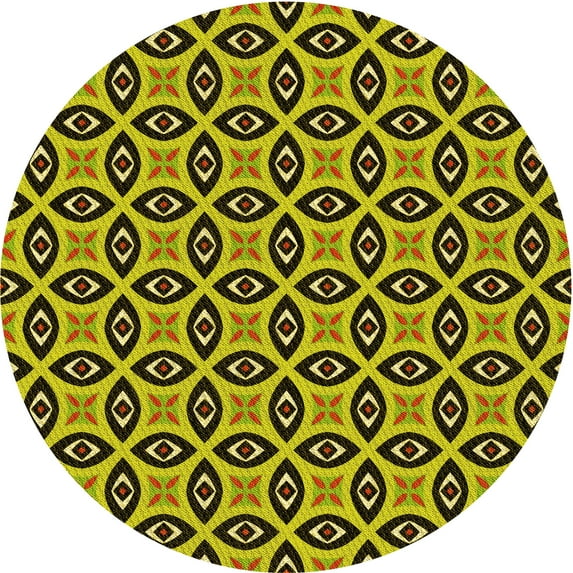Ahgly Company Machine Washable Indoor Round Transitional Bakers Brown Area Rugs, 5' Round