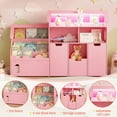 thumbnail image 5 of Vabches 61" Castle-Shaped Kids Bookshelf with Reading Nook & LED Lights, 8 Storage Cubbies Toy Storage Organizer with 2 Removable Drawers for Bedroom, Playroom, Classroom, 5 of 8