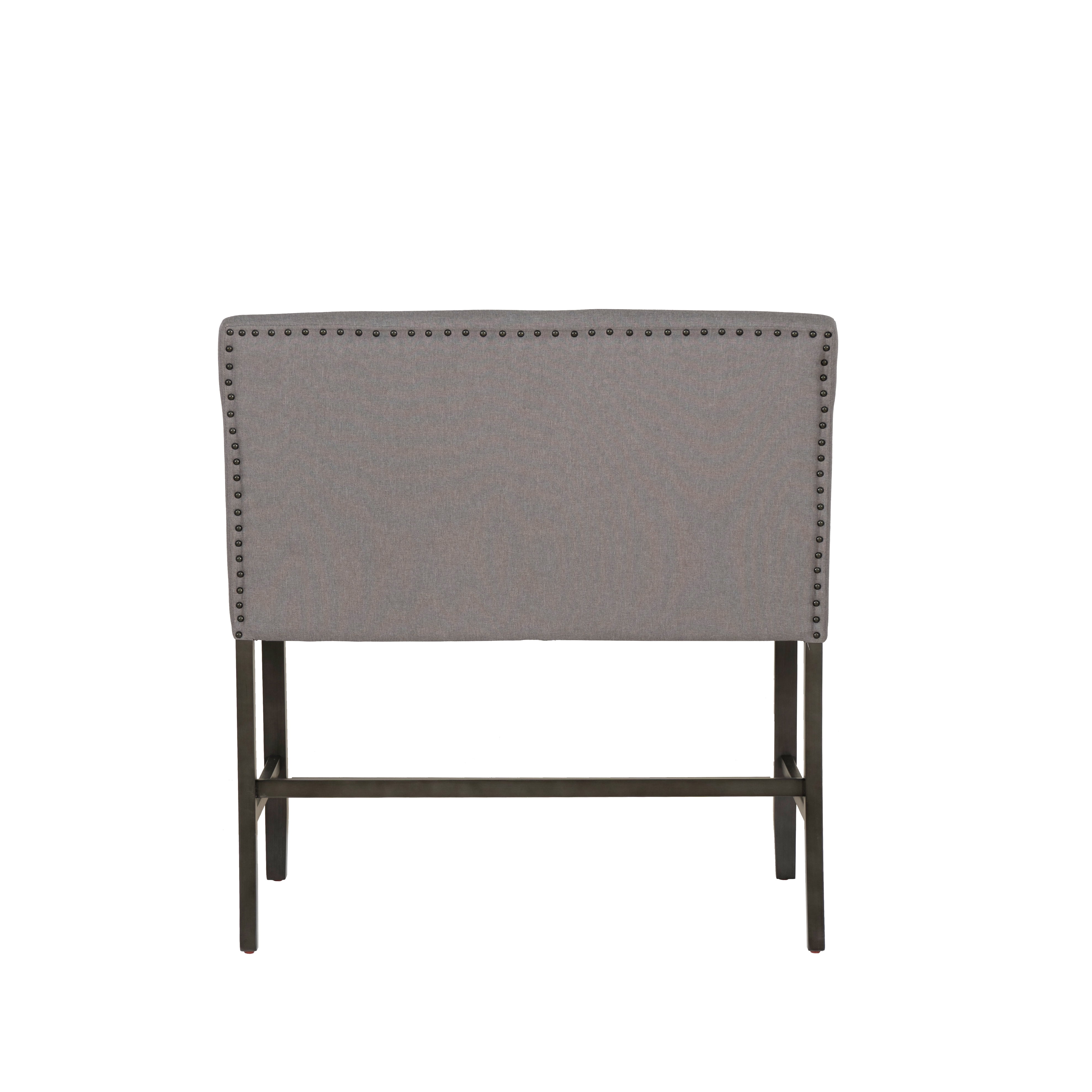 Powell Thewlis 25" Upholstered Farmhouse Counter Height Bench, Gray