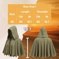 thumbnail image 3 of OOOUM Unisex Short Hooded Cape Crinkle Woven Textured Cloak Front Leather Lace-Up Closure Jagged Pointed Hem Loose Open Front Poncho Brown One Size, 3 of 4