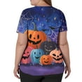thumbnail image 4 of HAJWOH Halloween Scrub Tops Women Short Sleeve Working Uniform Funny Pumpkin Bat Spider Print Medical Scrub Stretchy V-Neck Scurb Tops Dark Purple XL, 4 of 5