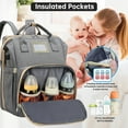 thumbnail image 6 of Diaper Bag Backpack, Multifunctional Baby Changing Bag with Foldable Crib & Insulated Milk Bottle Pocket, Large Capacity Travel Backpack with USB Charging Port & Stroller Strap (Gray), 6 of 7