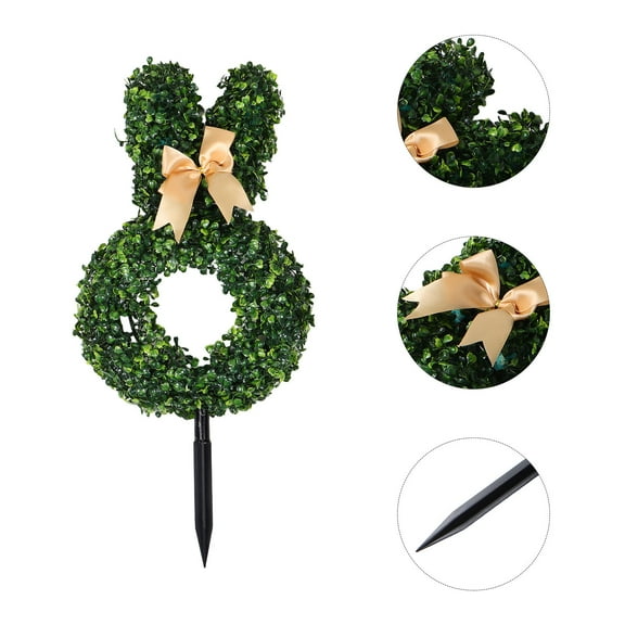 Raindrops Artificial Rabbit Topiary Realistic Bunny Plant For Outdoor Garden Festival Simulation Topiary Tree With Stake For Easter And Spring Decorations