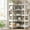 White board + white tube, variant on 65.4 in 5-Tier Corner Bookshelves, Convertible Storage Shelf with 4 Hooks, Two Splicing Modes Retro Corner Bookcase with Storage Shelves Retaining Panel, Tall Wooden Display Shelf with Metal Frame, In