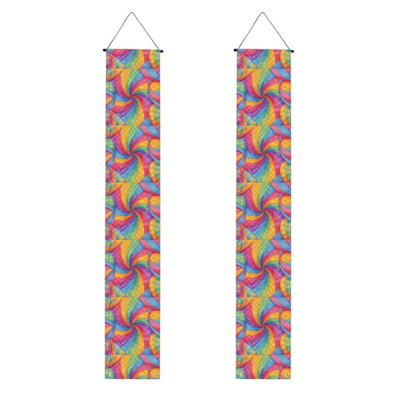 A Pair Of Decorative Banners 70.9×11.8in Can Be Reused And Easily Installed For Indoor Or Outdoor Or Anywhere Tie-Dye Pattern Rainbow Colors