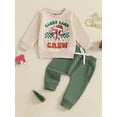 thumbnail image 4 of Toddler Baby Girls Boys Christmas Clothing Sets 0 6 12 18 24 Months 2T 3T Candy/Reindeer Letter Print Long Sleeve Sweatshirt Pocket Long Pants Outfits, 4 of 9
