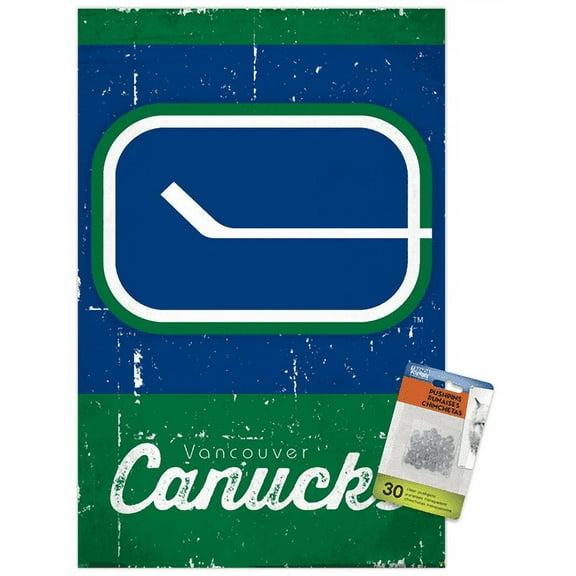 NHL Vancouver Canucks - Retro Logo 13 Wall Poster with Push Pins, 14.725" x 22.375"