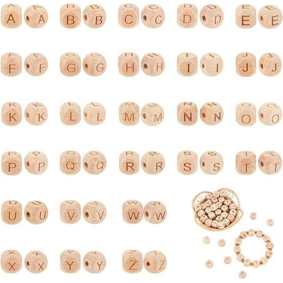 1 Set 300pcs Alabet Wooden Beads Colorful Wood Letter Beads 10mm Square Cube Letter Beads Random Mixed Letters Dyed Wooden Loose Beads with Alabet for Jewelry Making DIY Crafts